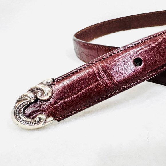 Coldwater Creek Brown Croc Embossed Belt w/Silver Hardware - Size Small - Picture 4 of 7